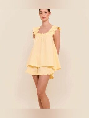 Piyama Nicolette Pajama Ruffle Set in Buttercup Yellow size Medium